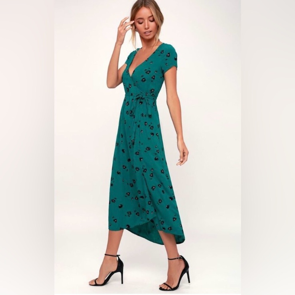 Billabong Teal Floral Wrap Dress